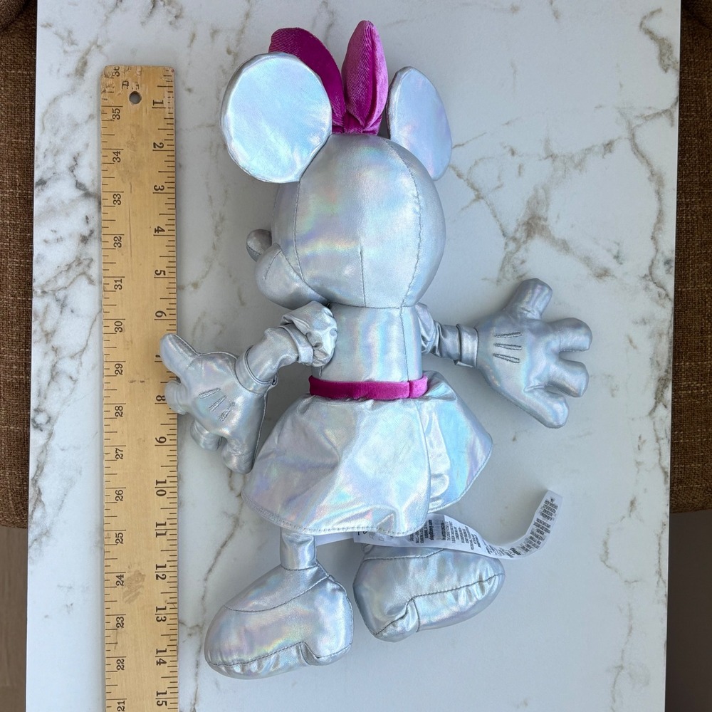 Disney Parks 100 Years Wonder Minnie Mouse Iridescent Silver Platinum Plush - Picture 11 of 14